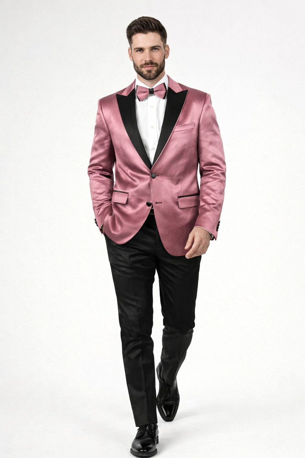 Men's ( Rose Gold - Dusty Rose ) - Blush Dark Pink  tuxedo Blazer Dinner Jacket - Image 5