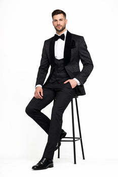 Rossi Man RM1446 – Classic 3-Piece Smoking Style Tuxedo Suit for Men