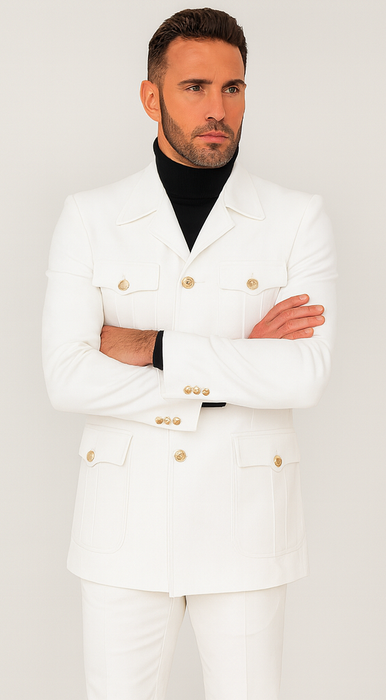 Rossi Man DUKE RM1762 Slim Fit 3-Piece White Suit – Modern Tailored Formalwear for Men