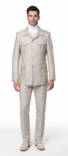 Rossi Man DUKE RM1766 Slim Fit 3-Piece Suit for Men – Modern Cream Off-White Formalwear