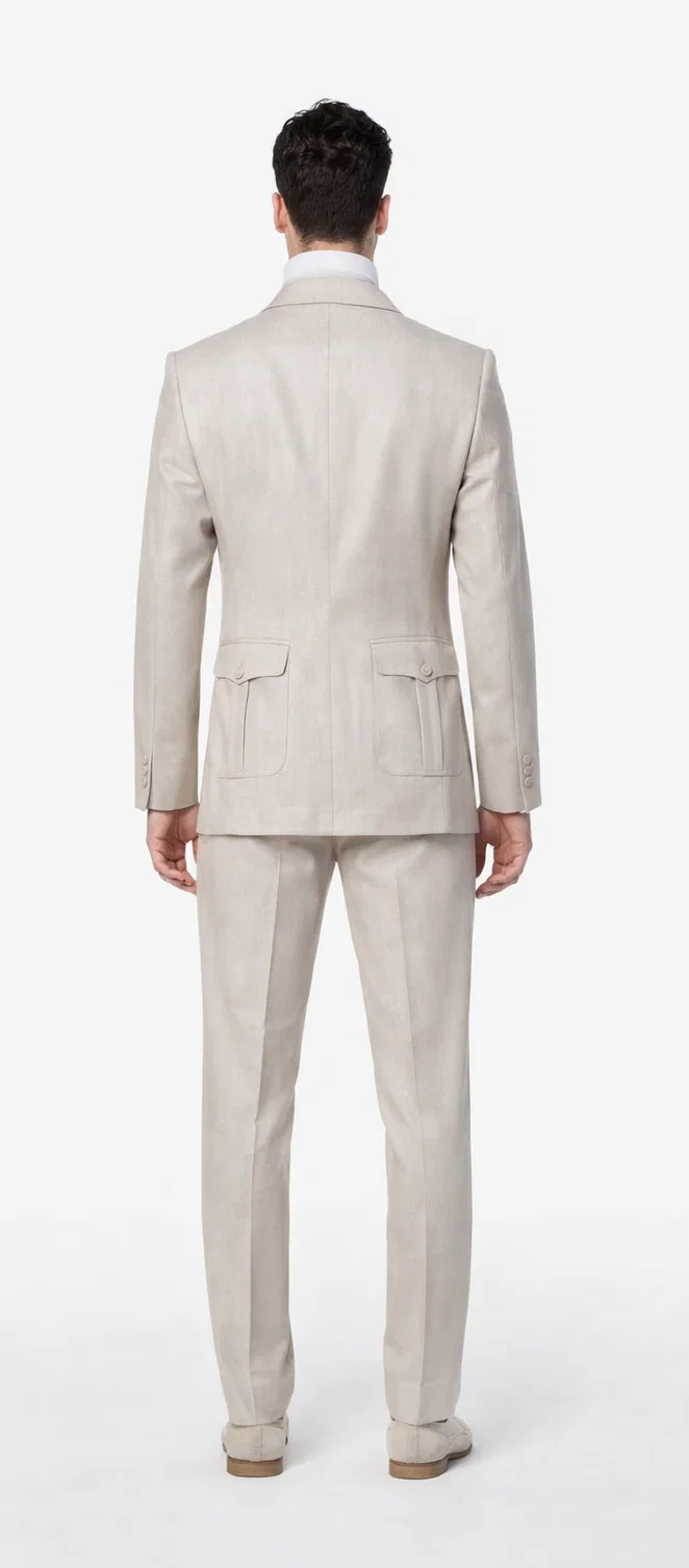 Rossi Man DUKE RM1766 Slim Fit 3-Piece Suit for Men – Modern Cream Off-White Formalwear