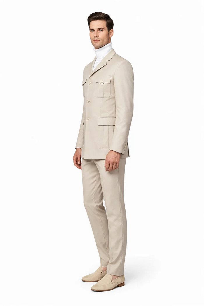 Rossi Man DUKE RM1766 Slim Fit 3-Piece Suit for Men – Modern Cream Off-White Formalwear