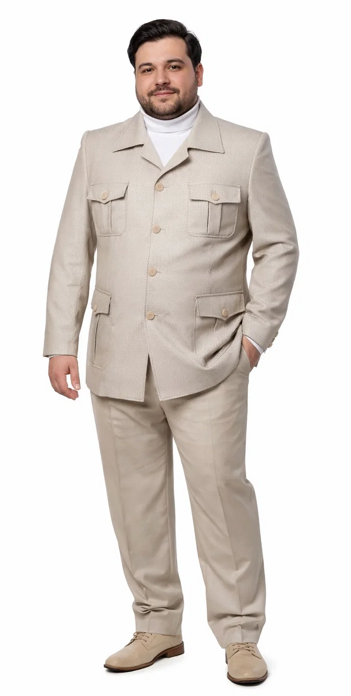 Rossi Man DUKE RM1766 Slim Fit 3-Piece Suit for Men – Modern Cream Off-White Formalwear