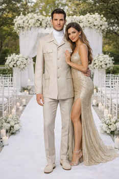 Rossi Man DUKE RM1766 Slim Fit 3-Piece Suit for Men – Modern Cream Off-White Formalwear
