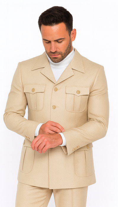 Rossi Man DUKE RM1766 Slim Fit 3-Piece Suit for Men – Modern Cream Off-White Formalwear