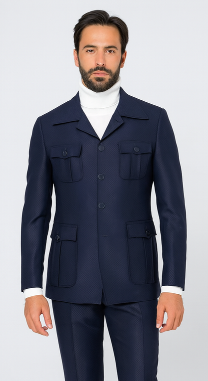 Rossi Man DUKE RM1768 Slim Fit 3-Piece Navy Suit – Modern Formalwear for Men