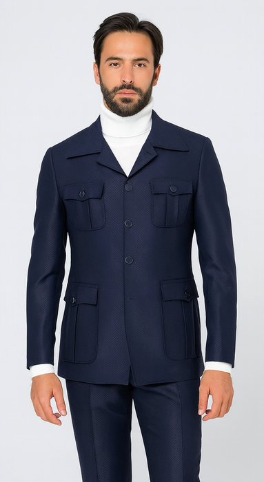 Rossi Man DUKE RM1768 Slim Fit 3-Piece Navy Suit – Modern Formalwear for Men