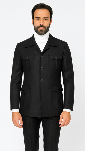 Rossi Man DUKE RM1769 Slim Fit Black 3-Piece Suit for Men – Modern Mens Formalwear