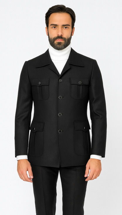 Rossi Man DUKE RM1769 Slim Fit Black 3-Piece Suit for Men – Modern Mens Formalwear