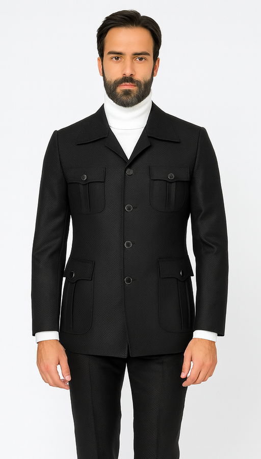 Rossi Man DUKE RM1769 Slim Fit Black 3-Piece Suit for Men – Modern Mens Formalwear