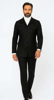 Rossi Man DUKE RM1769 Slim Fit Black 3-Piece Suit for Men – Modern Mens Formalwear