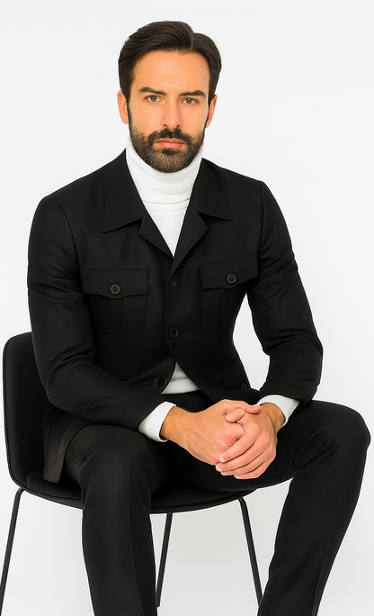 Rossi Man DUKE RM1769 Slim Fit Black 3-Piece Suit for Men – Modern Mens Formalwear