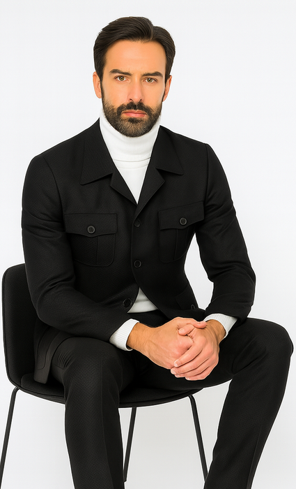 Rossi Man DUKE RM1769 Slim Fit Black 3-Piece Suit for Men – Modern Mens Formalwear