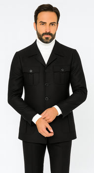 Rossi Man DUKE RM1769 Slim Fit Black 3-Piece Suit for Men – Modern Mens Formalwear