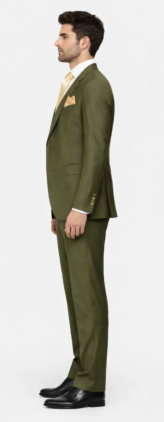 Rossi Man MAX RM1775 Slim Fit 3-Piece Suit – Sophisticated Tailored Olive Green Suit for Men