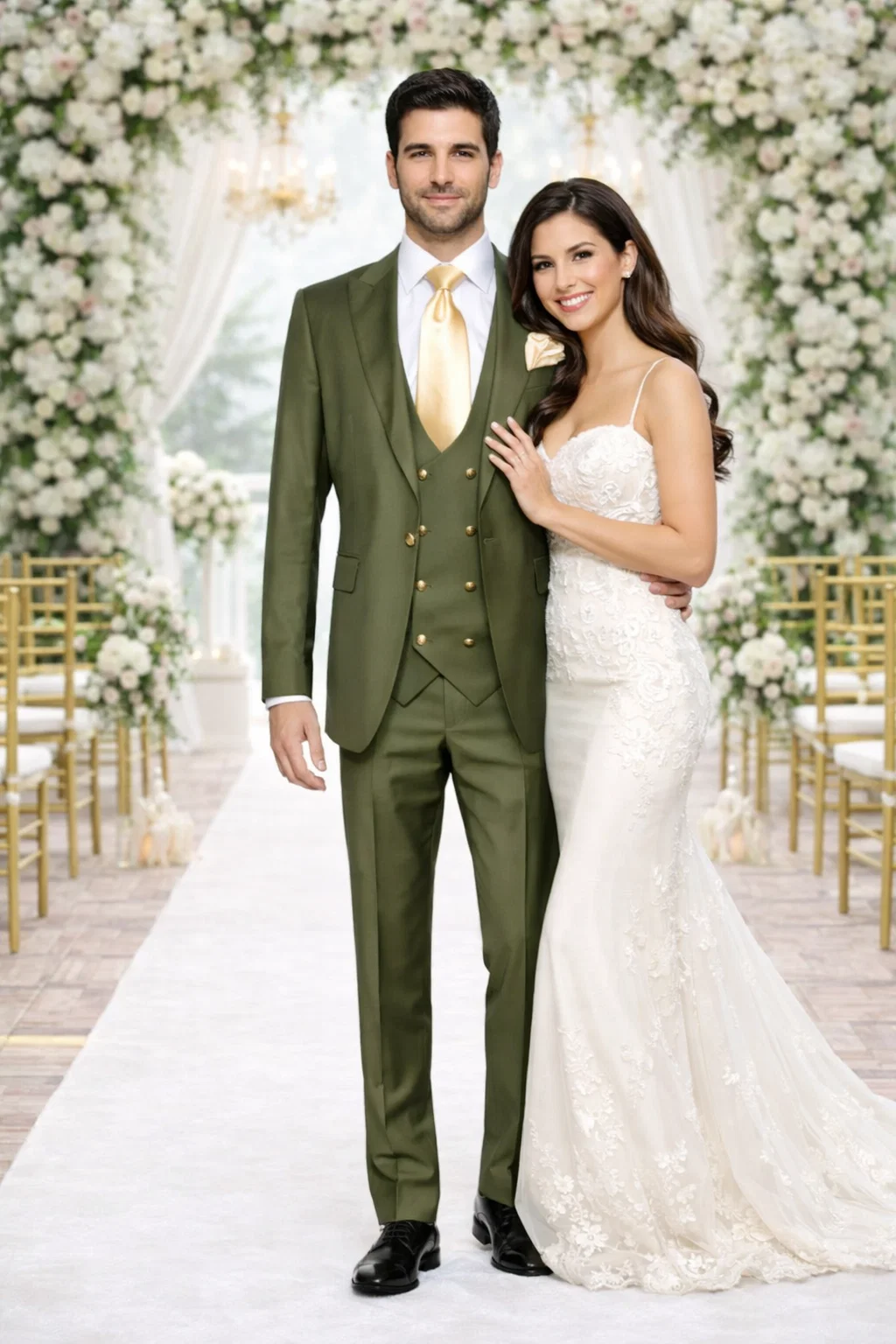 Rossi Man MAX RM1775 Slim Fit 3-Piece Suit – Sophisticated Tailored Olive Green Suit for Men