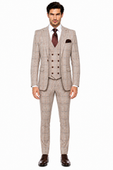 Rossi Man MAX RM1824 Slim Fit 3-Piece Light Brown Suit – Elegant Formalwear for Men