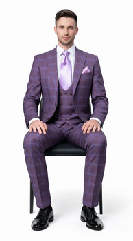 Rossi Man MAX RM1834 Slim Fit 3-Piece Suit – Elegant Purple Formalwear for Men