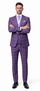 Rossi Man MAX RM1834 Slim Fit 3-Piece Suit – Elegant Purple Formalwear for Men