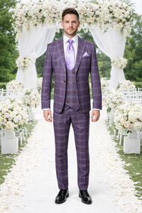 Rossi Man MAX RM1834 Slim Fit 3-Piece Suit – Elegant Purple Formalwear for Men