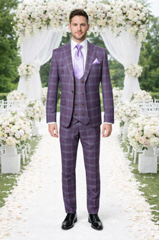 Rossi Man MAX RM1834 Slim Fit 3-Piece Suit – Elegant Purple Formalwear for Men