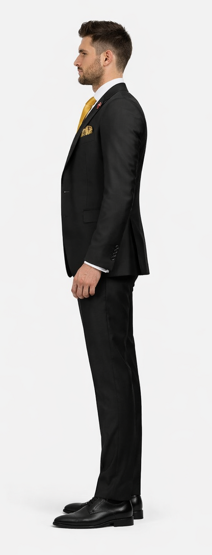 Rossi Man Men’s Black Slim Fit Suit – Double-Breasted Modern Classic