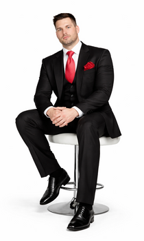 Rossi Man Men's Slim Fit Black Suit – Double-Breasted Vest, Elegant Formalwear