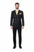 Double Breasted Slim Fit Formal Suit Modern Black Design ROSSI MAN Milano RM1101