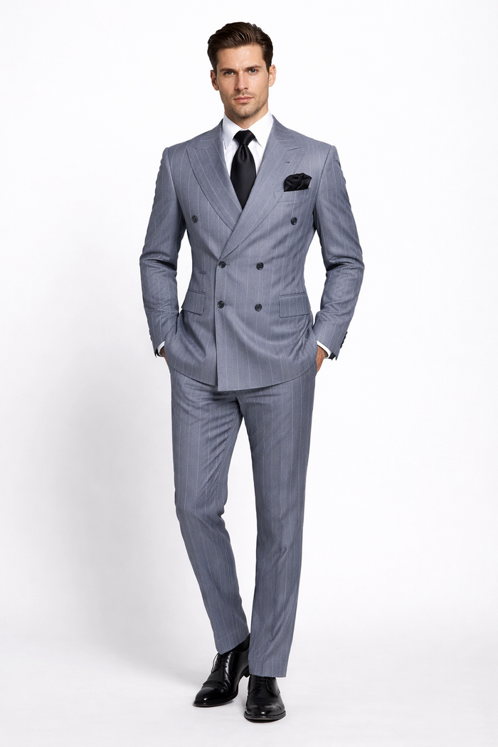 Rossi Man Milano RM1726 – Men's Double-Breasted 2-Piece Suit | Stylish Formal Modern Fit