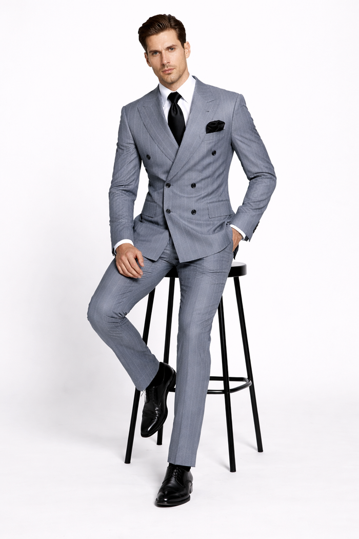 Rossi Man Milano RM1726 – Men's Double-Breasted 2-Piece Suit | Stylish Formal