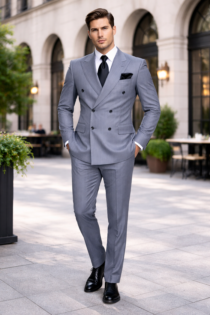 Rossi Man Milano RM1726 – Men's Double-Breasted 2-Piece Suit | Stylish Formal Modern Fit