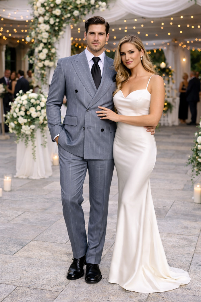 Rossi Man Milano RM1726 – Men's Double-Breasted 2-Piece Suit | Stylish Formal Modern Fit