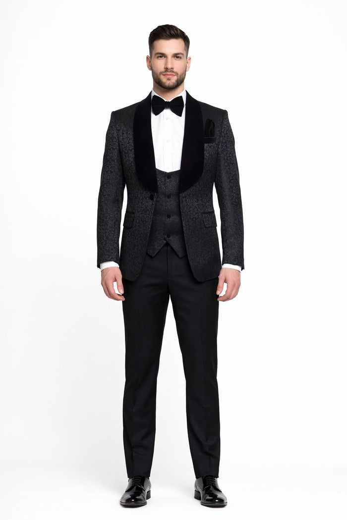 Rossi Man RM1446 – Classic 3-Piece Smoking Style Tuxedo Suit for Men