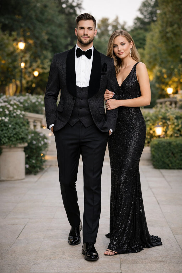 Rossi Man RM1446 – Classic 3-Piece Smoking Style Tuxedo Suit for Men