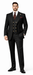Rossiman Black Suit for Men – Classic 1-Button Peak Lapel Jacket & Double-Breasted Vest