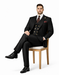 Rossiman Black Suit for Men – Classic 1-Button Peak Lapel Jacket & Double-Breasted Vest