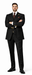Rossiman Black Suit for Men – Classic 1-Button Peak Lapel Jacket & Double-Breasted Vest
