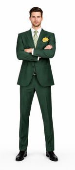 Rossiman Hunter Green Slim Fit Men's Suit – 3-Piece Vested Set with Flat Front Trousers