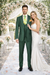 Rossiman Hunter Green Slim Fit Men's Suit – 3-Piece Vested Set with Flat Front Trousers
