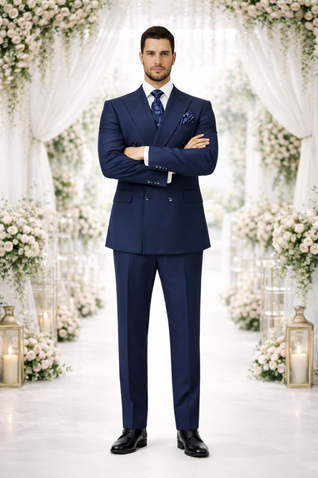 Rossiman Men's Blue Slim Fit Suit – Modern Tailored Formalwear