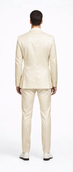 Rossiman Men’s Cream Sateen Suit – Elegant Glossy Formalwear