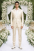 Rossiman Men’s Cream Sateen Suit – Elegant Glossy Formalwear