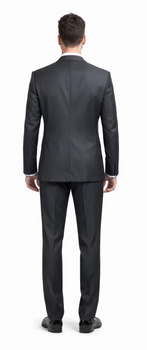 Rossiman Men's Dark Gray Slim Fit Suit – 3-Piece Vested Set with Flat Front Pants