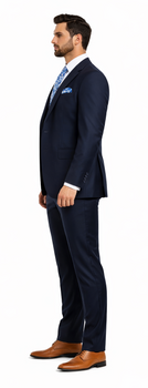 Rossiman Men’s Formal Blue Suit – Slim Fit Design with Vest and Trousers