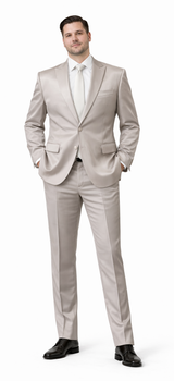 Rossiman Men’s Gray Shiny Sateen Suit – Sleek & Modern Formalwear Modern Fit