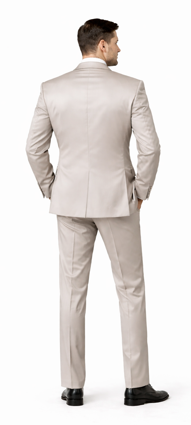 Rossiman Men’s Gray Shiny Sateen Suit – Sleek & Modern Formalwear Modern Fit