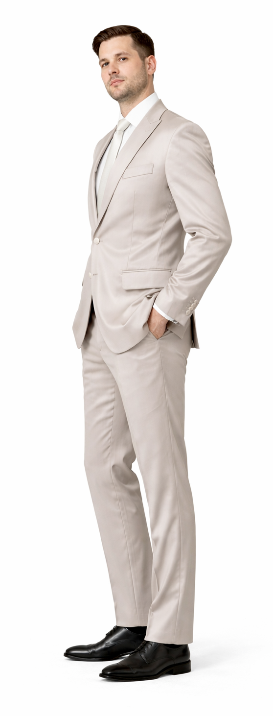 Rossiman Men’s Gray Shiny Sateen Suit – Sleek & Modern Formalwear Modern Fit
