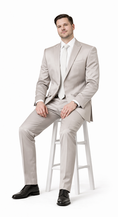 Rossiman Men’s Gray Shiny Sateen Suit – Sleek & Modern Formalwear Modern Fit