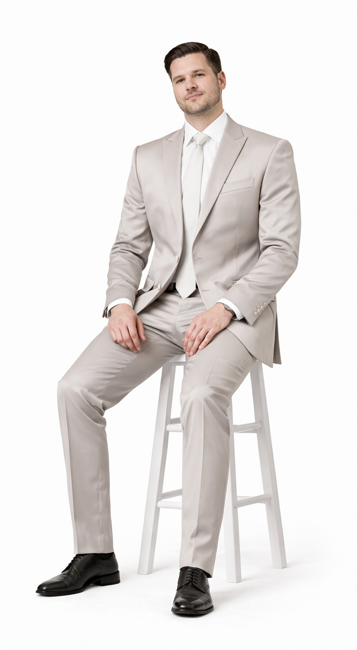 Rossiman Men’s Gray Shiny Sateen Suit – Sleek & Modern Formalwear Modern Fit