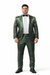 Rossiman Men’s Green Sateen Suit – Glossy Finish with Modern Flair